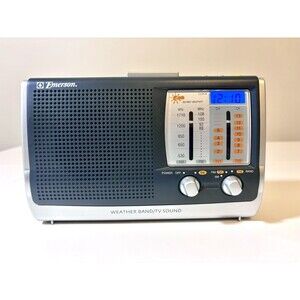 Vintage Emerson Portable AM/FM Weather Band Radio Plug-in & Battery RP6251 WORKS